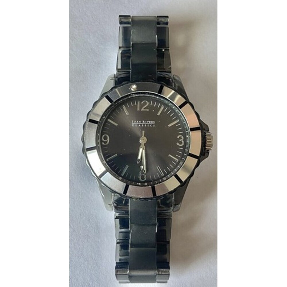JOAN RIVERS CLASSICS 377  Women Black Dial &  Gray Transparent Strap with Steel